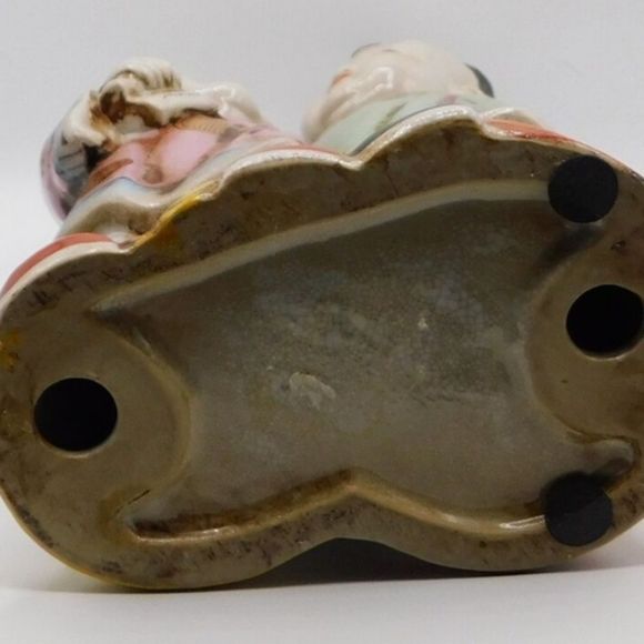 Vintage Antique Japanese Porcelain Polychrome Kutani Imari Double Statue 14"Tall - Picture 5 of 9